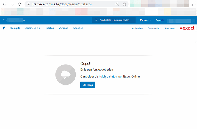 Oeps error Exact Online