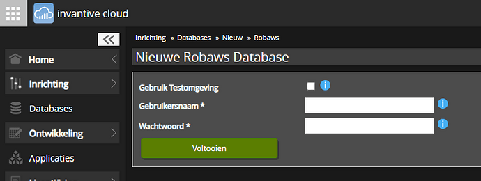 Registratie Robaws-database