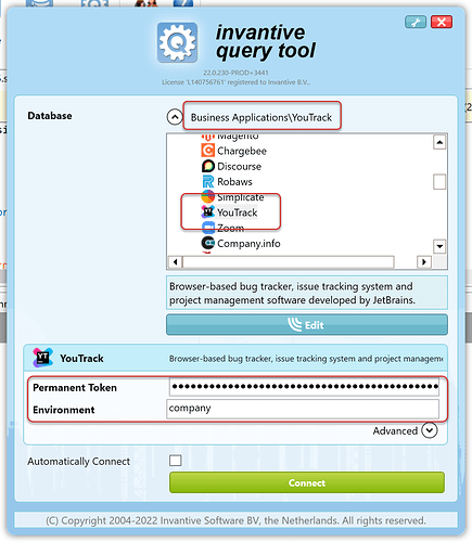 SQL logon Query Tool YouTrack