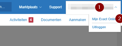 Mijn Exact Online menu