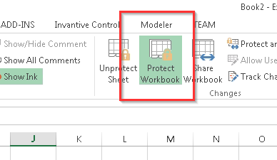 Protect Workbook button in ribbon