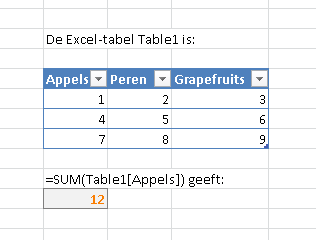 Excel-tabel totaliseren