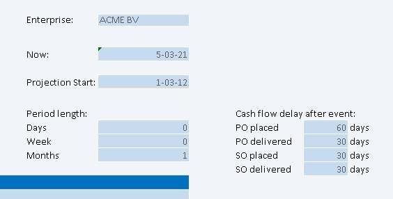 Set period length for cash flows