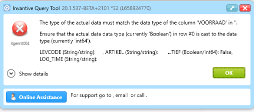 Error itgenrst004 on ODBC